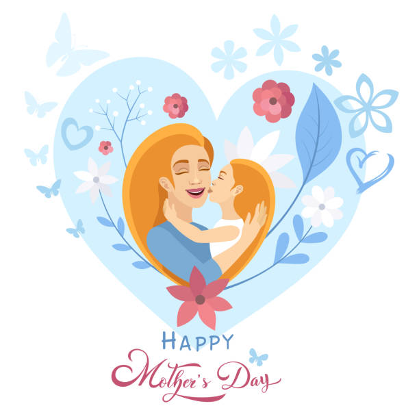 szczęśliwego dnia matki. mama przytula córkę. miłość mamy. międzynarodowy dzień kobiet - affectionate baby beauty blond hair stock illustrations