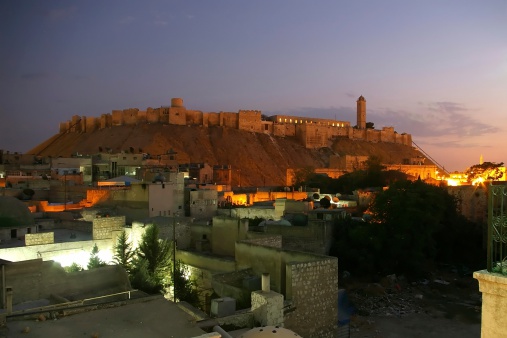 View of Aleppo Citadel by night