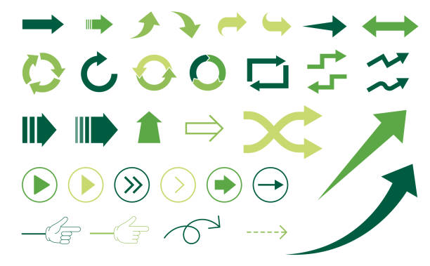 Arrow icon set  business green Arrow icon set  business green trigone stock illustrations