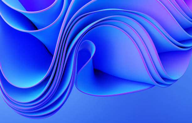 istock Abstract modern neon, blue, violet colors background with ruffle, folded cloth 1459087817