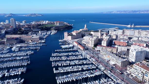 istock Side angle Aerial view of Marseille 1459089199