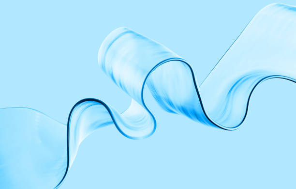 istock 3d rendering, abstract blue background, curvy translucent ribbon. Purity concept. Modern wallpaper 1459090426