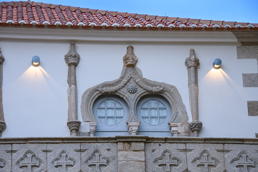 Architecture details of the pretty city of Evora in Portugal