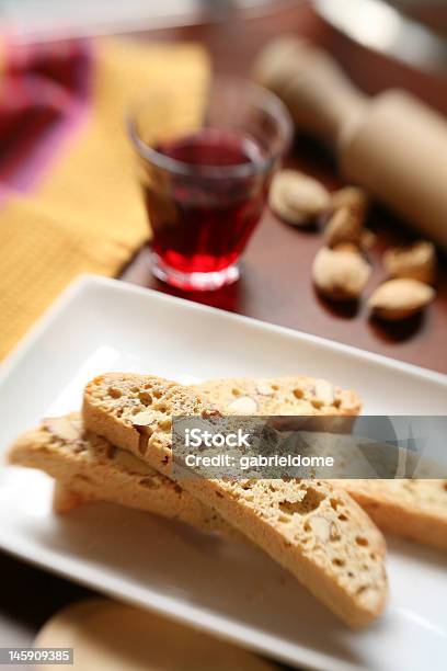 Biscotti And Red Wine Stock Photo - Download Image Now - Almond, Baked, Baked Pastry Item