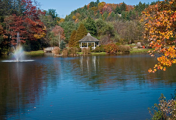 istock Gazebo, Fountain, and Pond in Autumn 145909401