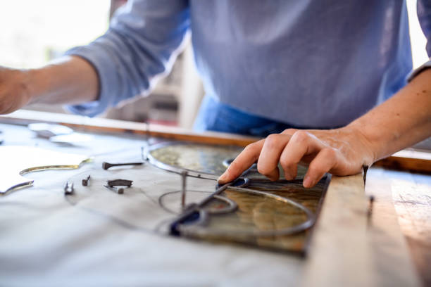 istock Glass artist craftswoman working in her studio 1459094914