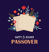 istock Pesah celebration concept, jewish Passover holiday. Matzah bread, spring flowers and passover greeting. Pesach template, invitation and greeting card design 1459095771