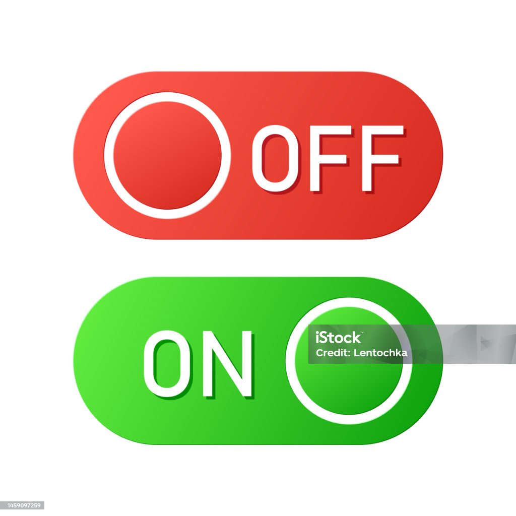 On And Off Slider Buttons Red And Green Switch Interface Buttons Vector ...