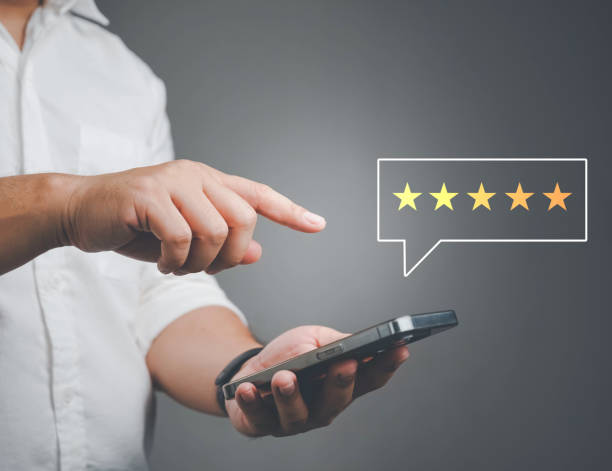 istock Customer review satisfaction feedback survey concept, User give rating to service experience on online application, Customer can evaluate quality of service leading to reputation ranking of business. 1459097814