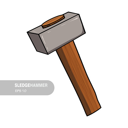 old sledge hammer design vector flat modern isolated illustration