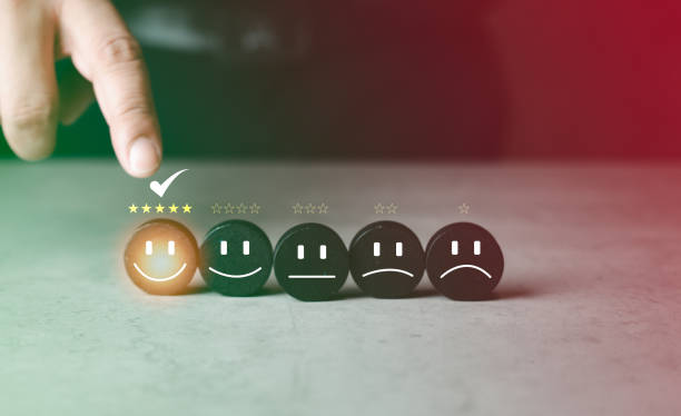 istock The best excellent services rating customer experience. Satisfaction survey concept. 1459102443