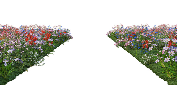 3d render Meadow on a white background