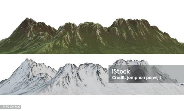 Pre Rendered Mountains 3d Render Mountains On A White Background Stock Photo - Download Image ...