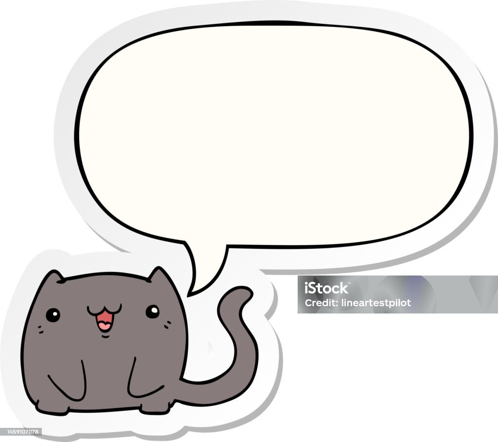 Cat Pin Bubble Example Cartoon Cat With Speech Bubble Sticker Stock Illustration - Download ...