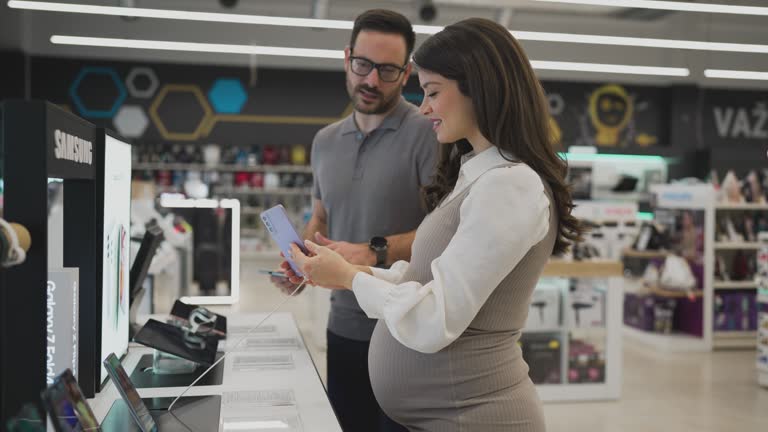 Customer at home appliances and electronics store