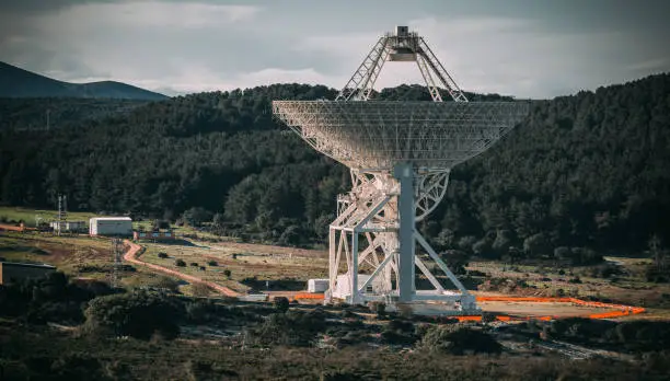 Photo of Sardinia Radio Telescope used for space exploration and is located in San Basilio in central Sardinia