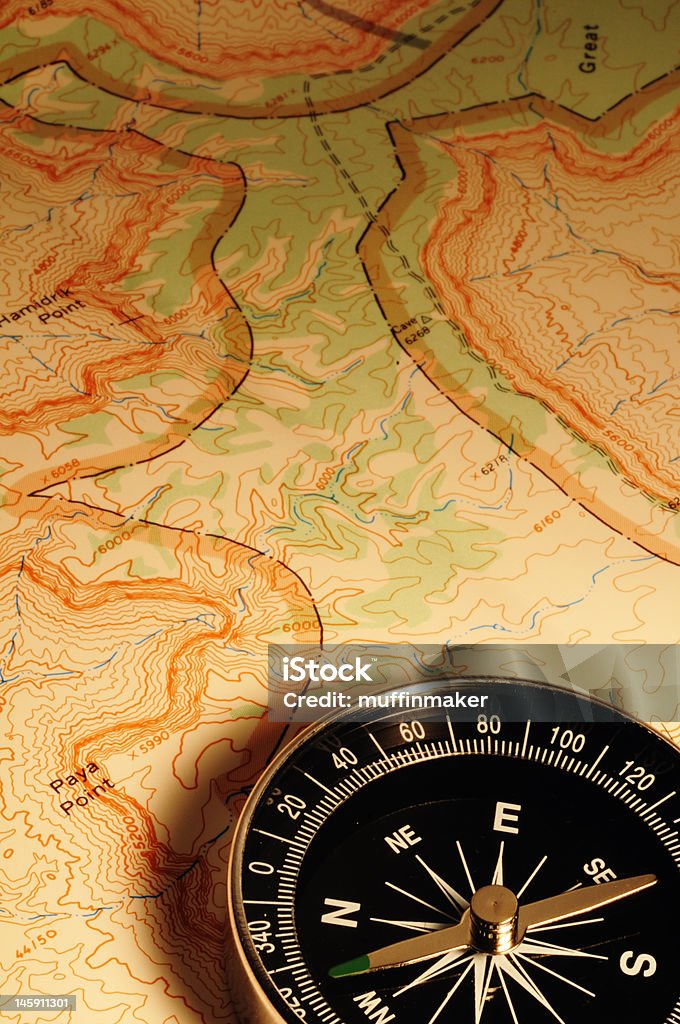 Map View Compass Compass On Map Stock Photo - Download Image Now - Direction, East ...