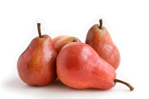 Red pears isolated on white background