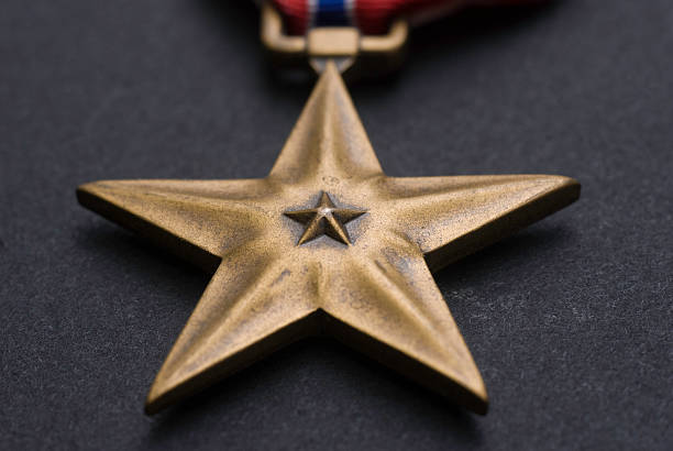 bronze star, zbliżenie - medal bronze medal military star shape zdjęcia i obrazy z banku zdjęć