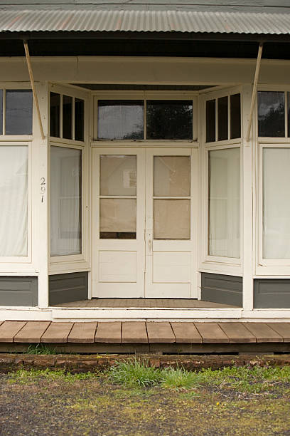 Rural store front and boardwalk stock photo