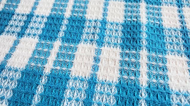 Textile blue and white striped background for design. Gingham fabric texture with stripes.