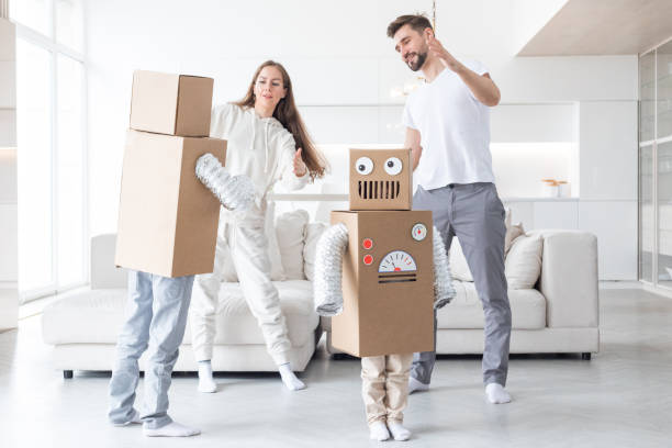 istock Happy family dancing at home 1459120144