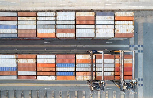 istock Container yard at the port waiting to be transported 1459124609