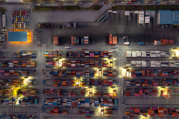istock Container yard at the port waiting to be transported 1459124629