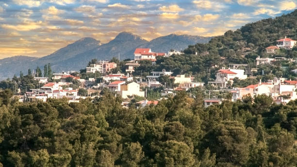 Beautiful suburb on mountain Artemida ,Spata, area, Greece