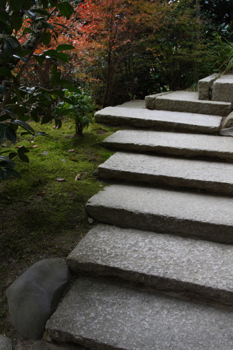 very well organized structure of stone stairs in kyoto