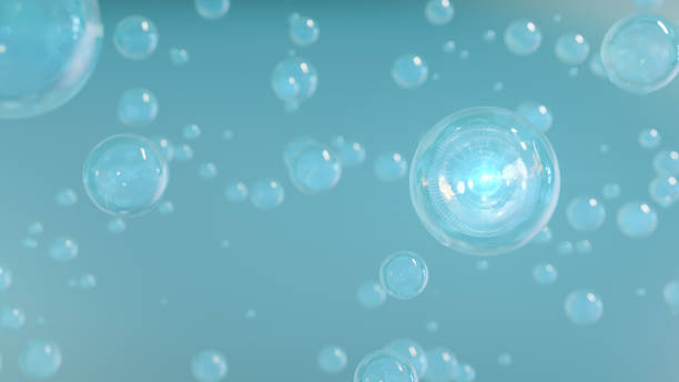istock 3D cosmetic rendering Bubbles of Golden Serum against a blurred background 1459132180