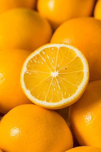 Homemade Organic Yellow Meyer Lemons in a Bunch