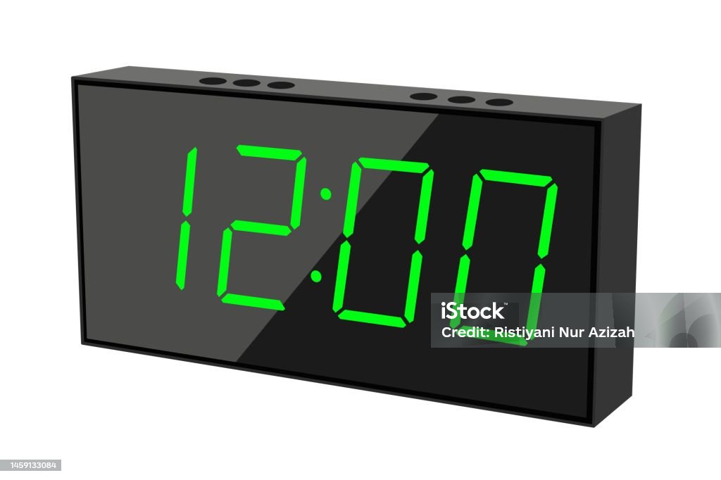Clock Xii Vector Flat Illustration Of A Digital Clock Displaying 1200 Stock ...