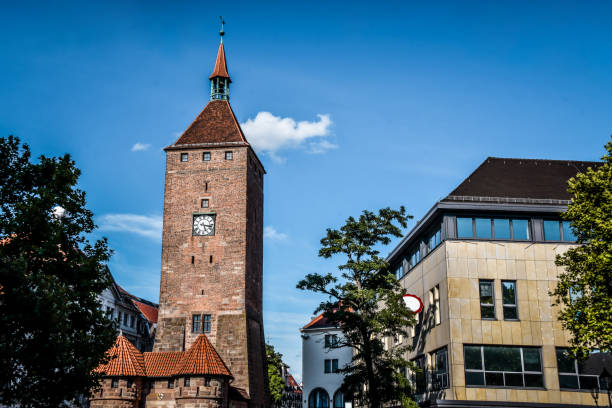 Nuremberg, Germany - 15th of August, 2022. Buildings Around Weisser Turm