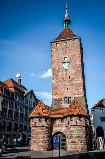 Nuremberg, Germany - 15th of August, 2022. Beautiful Weisser Turm