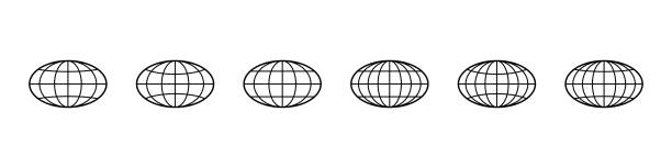 значок глобуса. набор векторов мира. земной знак глобуса. символ планеты сплющивается. черные изолированные значки плоского глобуса, устан� - wide stock illustrations