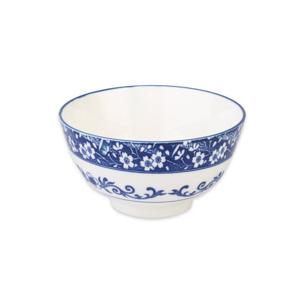 istock Blue and white flower decorated ceramic bowl isolated over white background 1459137276