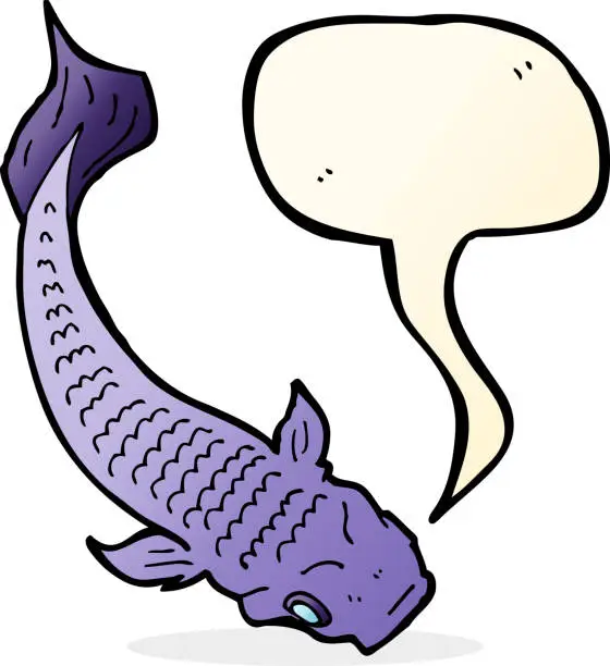 Vector illustration of cartoon fish with speech bubble