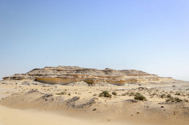 paisaje desértico con montículos de piedra caliza al fondo - aragonita fotografías e imágenes de stock