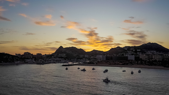 Panorama Cabo San Lucas Marina Early Evening with Pretty Clouds