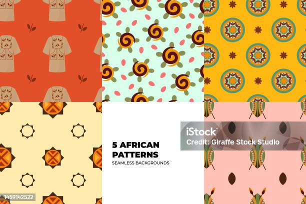 African Animal Pattern Designs African Pattern Set Stock Illustration - Download Image Now - Ancient ...