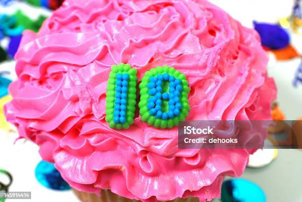 Celebration Cupcake Number 18 Stock Photo - Download Image Now - Adolescence, Anniversary, Cake