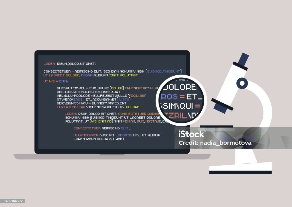 Checking A Programming Code Under Microscope A Tech Concept Of Data ...