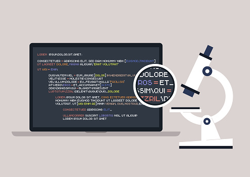 Checking A Programming Code Under Microscope A Tech Concept Of Data ...
