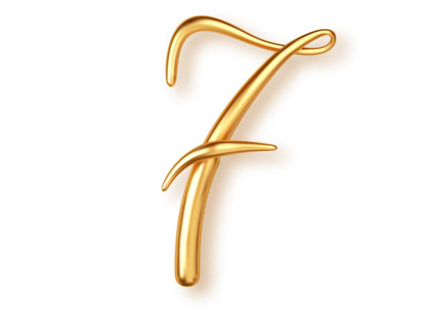 istock Gold number 7,  realistic lettering isolated on transparent background. Number seven uppercase for the design of banner or greeting card, significant date or event 1459146530