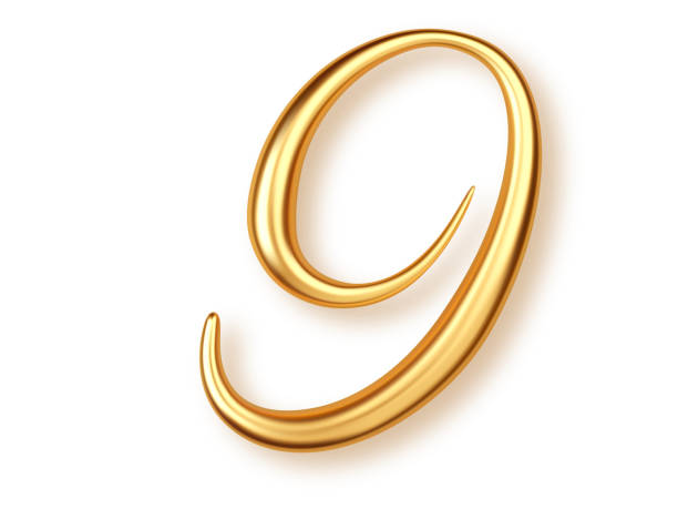 istock Gold number 9,  realistic lettering isolated on transparent background. Number nine uppercase for the design of banner or greeting card, significant date or event 1459146560