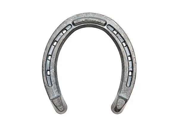 horseshoe closeup and isolated on pure white