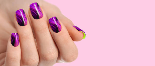 Female hands with pink nail design. Pink nail polish manicure. Female hands with pink nail design. Pink nail polish manicure. Nail Art Designs stock pictures, royalty-free photos & images