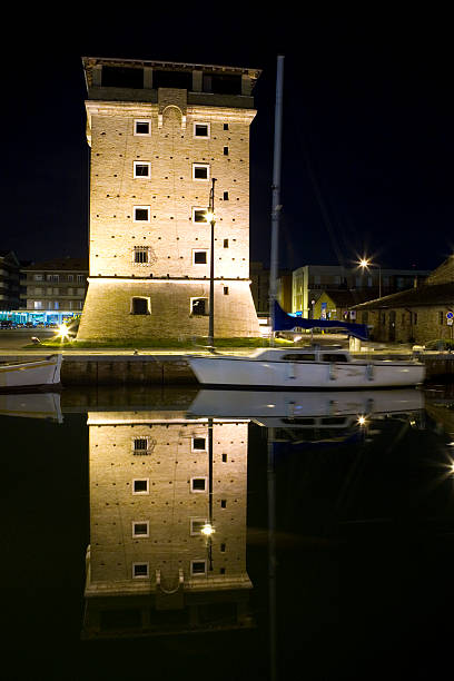 Port of Cervia and Milano Marittima, salt road stock photo