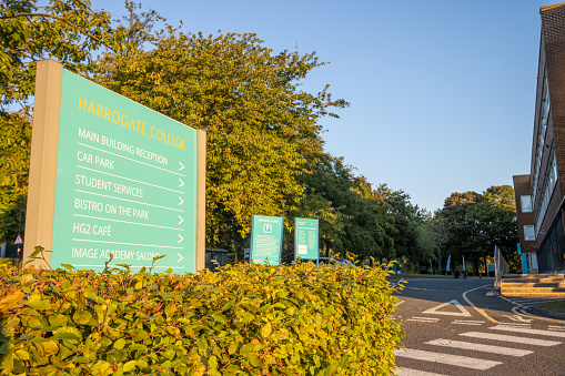 Southampton, United Kingdom - August 6th, 2023:- A sign at the edge of the main campus of The University of Southampton